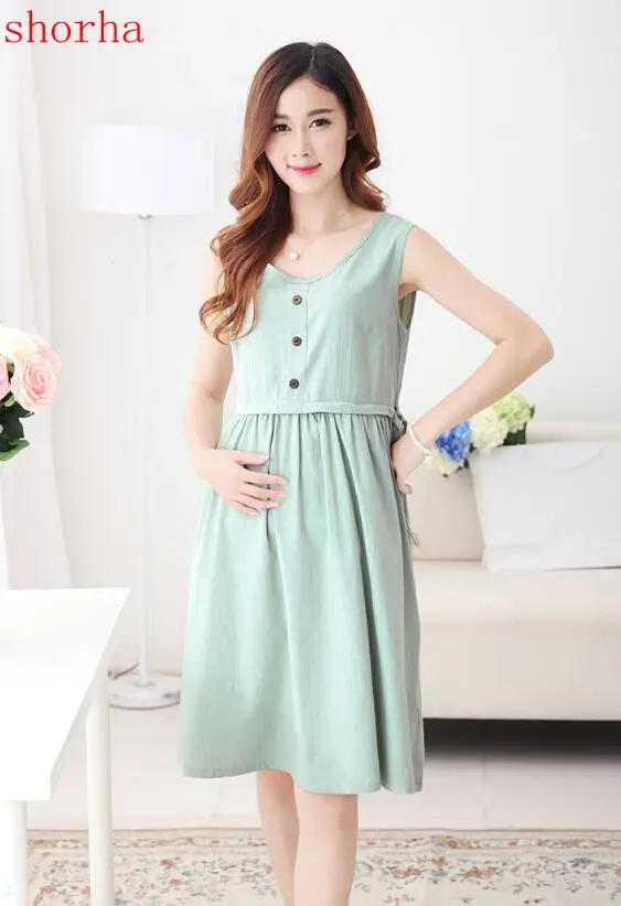 

Shorha Summer Maternity Nursing Dress Loose Breastfeeding Clothes for Pregnant Women Vest Pregnancy Breast Feeding Clothing