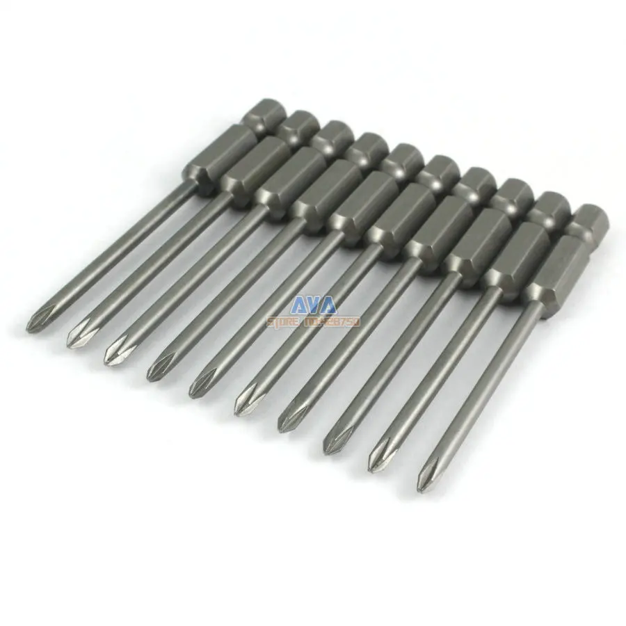 10 Pieces Phillips Screwdriver Bit S2 Steel 1/4" Hex Shank