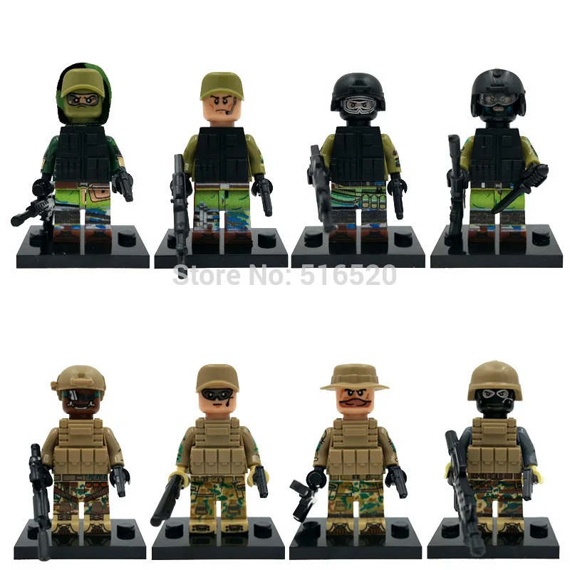 SWAT Team 8pcs lot No Logo Clone Action Military Figure font b Building b font Blocks