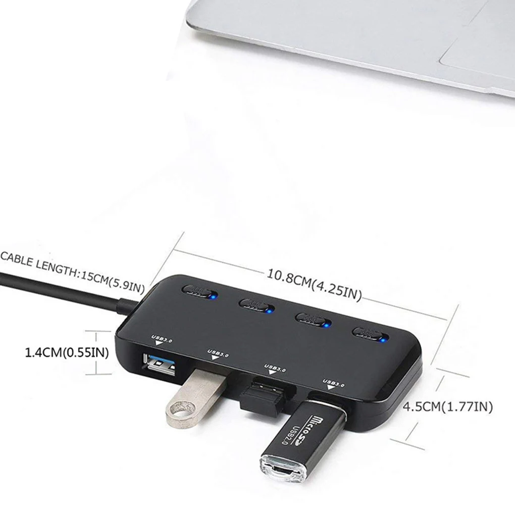 Мини-usb/type-C 3,0 концентратор 4 порта ноутбук компьютер портативный USB интерфейс питания переключатель USB разветвитель адаптер USB hab