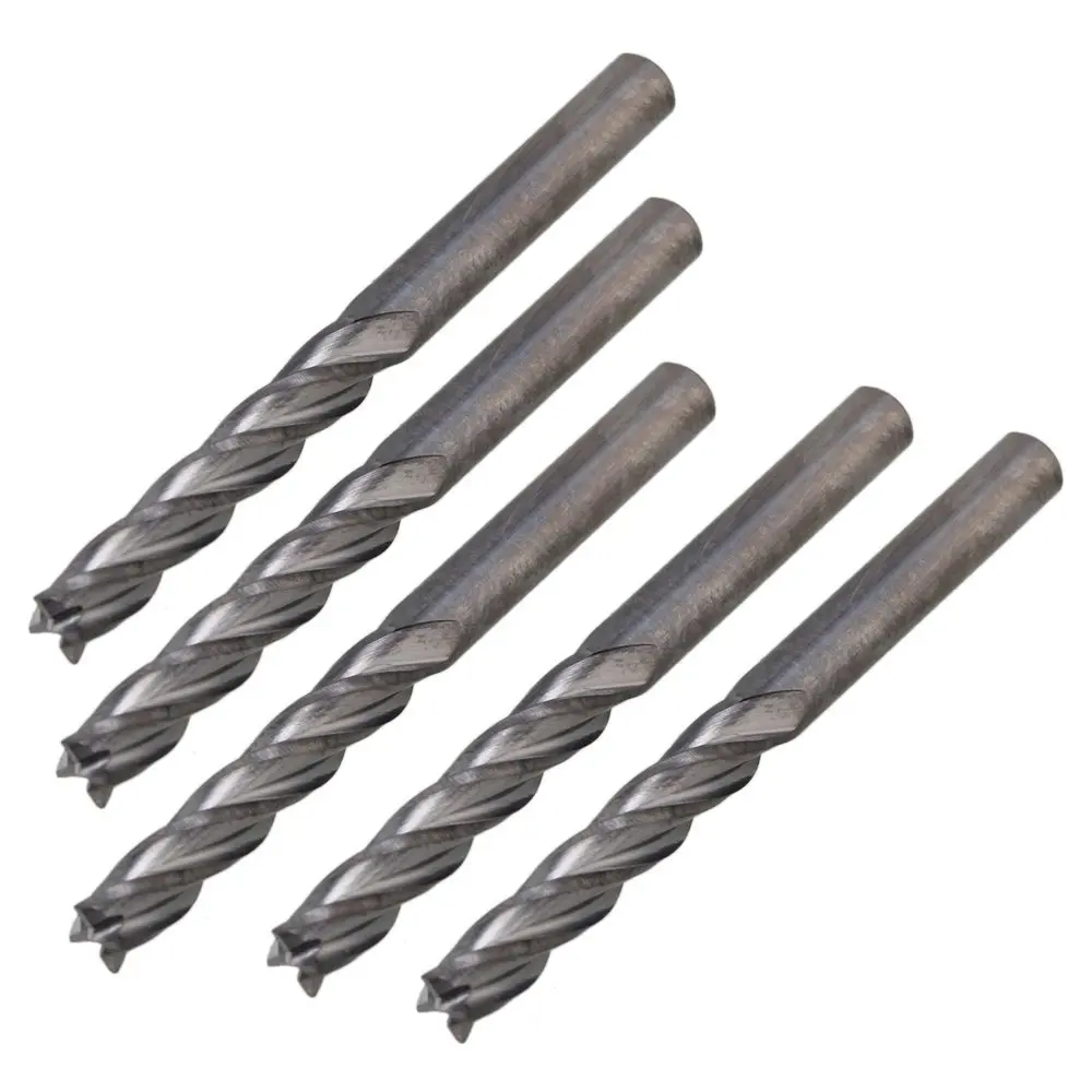 4mm Shank Carbide 4 Flute End Mill Cutter 22mm CNC Router Bits Spiral Set Tools Nylon Resin ABS