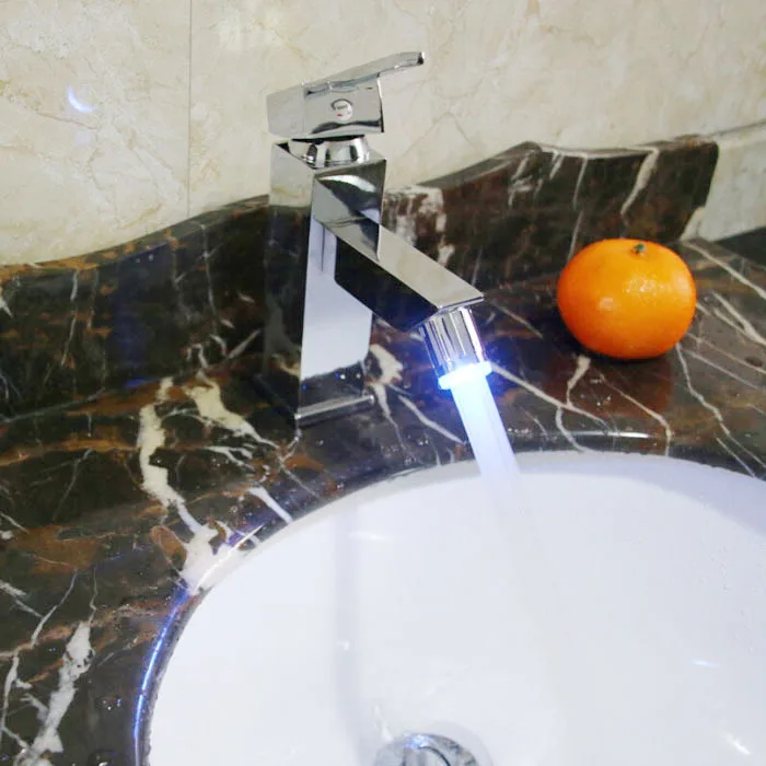 Free Shipping Brass LED Light Bathroom Bidet Faucet Chrome Finish hot and cold Basin Mixer Taps