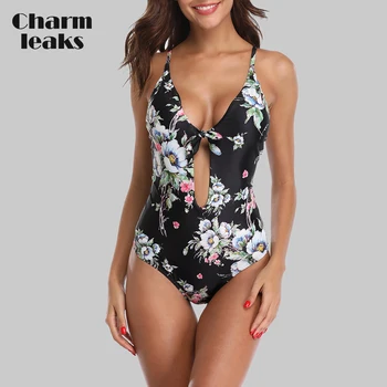 

Charmleaks Women One Piece Swimsuit Strappy Bandege Swimwear Back Cross Bikini Bathing Suit Beachwear Monokini