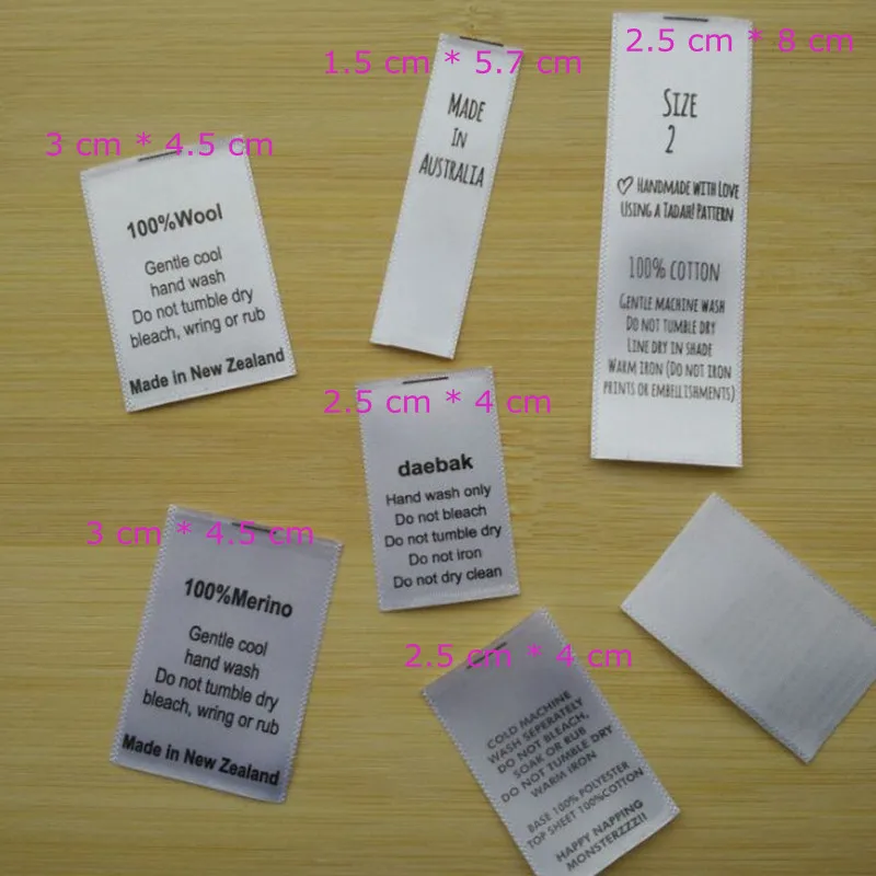 Custom Hanging Tag Wash Care Instruction Sew In Garment DIY Clothes Fabric Label