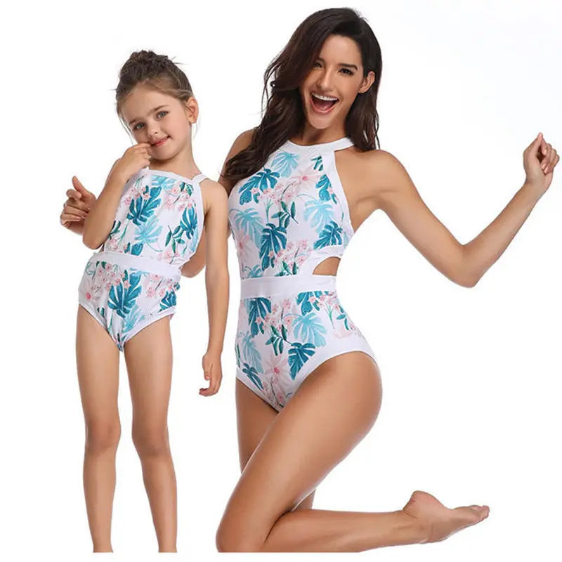 

mommy and me swimsuit Floral for mother daughter swimwear family matching oufits clothes high waist bikini swimming suit H0467