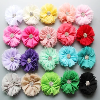 

wholesale 200pcs/lot shabby fabric flowers with high quality lotus rhinestone for hair accessories girls headband