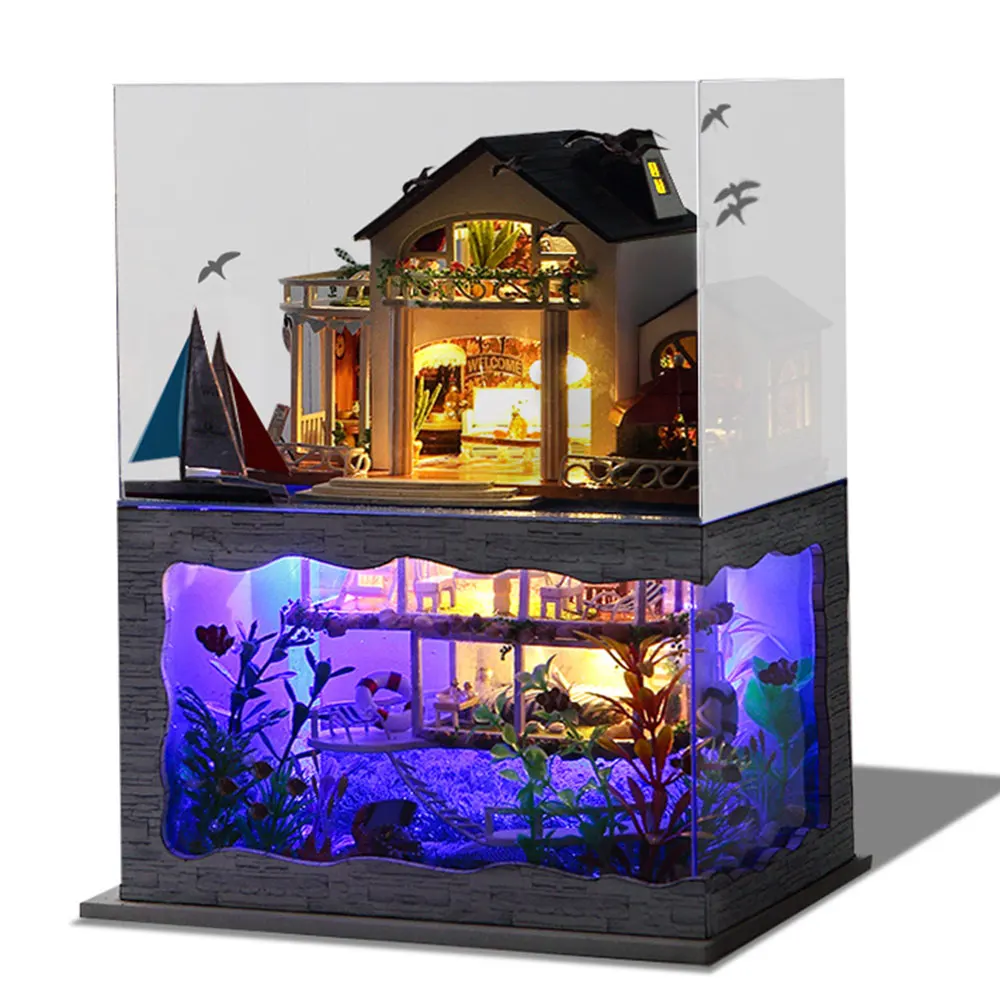 

Mini Doll House DIY House Assembling House Hawaii Doll House Mini DIY Micro-Landscape Educational Assembling Craft Model Toy