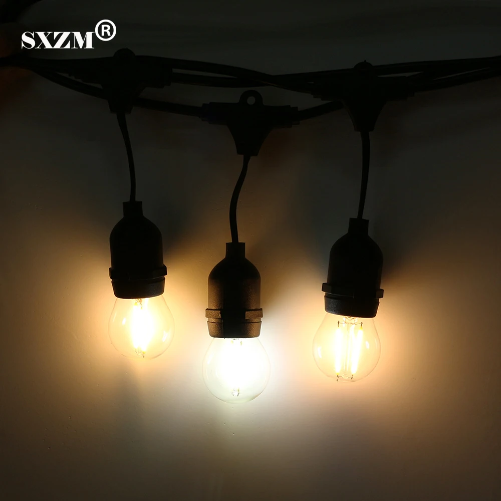 SXZM 10M 10LED Waterproof Commercial Outdoor Grade String Lights E27 filament bulb Street Garden Patio Backyard Holiday Lighting