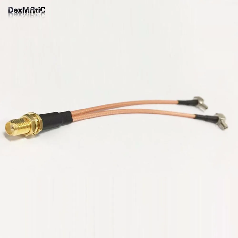 

New SMA Female to Y type 2X TS9 Male Right Angle Connector Splitter Combiner Cable Pigtail RG316 15cm