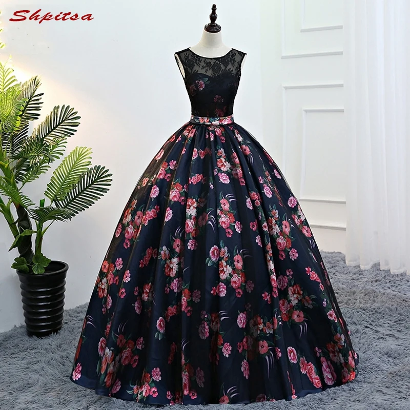Платья Quinceanera с цветами 16 платьев платье для бала-маскарада платья цветочным