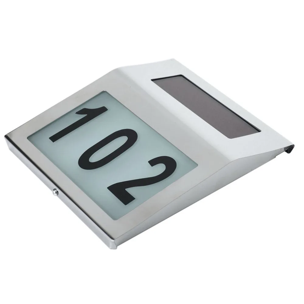 

Stainless Steel 2 LED Solar Doorplate Number Light Portable Outdoor Apartment Door Plate Lamp Wall Light Bright