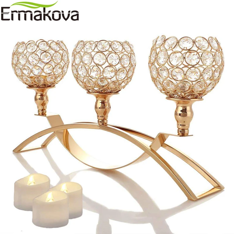 

ERMAKOVA Crystal Candle Holders Stand Candelabrum Tea Light Candlesticks Wedding Table Centerpieces Wedding Home Decoration