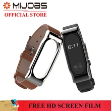 D’origine Mijobs Véritable xiaomi mi bande 2 sangle Bracelet En Cuir avec Métal Cadre Smart Bracelet xiaomi sangle mi bande en cuir