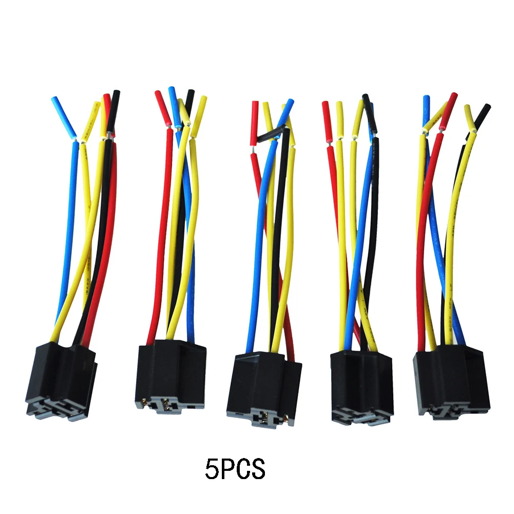 

5 Pcs 5 Pin Wires Cable Relay Socket Harness Connector DC 12V for Car Auto