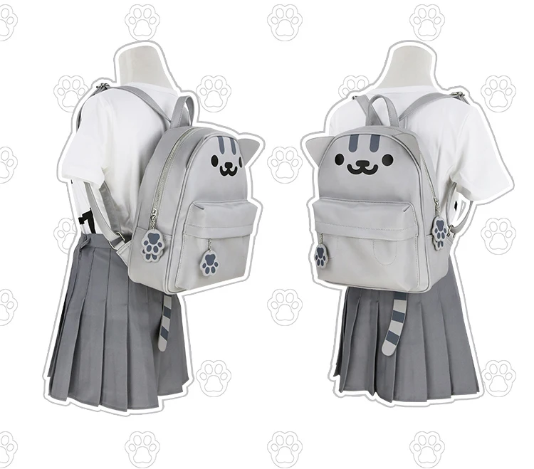 Harajuku аниме Neko Atsume PU рюкзак для девочек милый кот с ушками и хвостом сумка Kawaii кошачий двор школьные рюкзаки