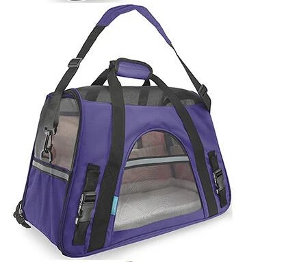 Модная переноска для домашних животных из ткани Оксфорд и сетка переносная сумка для собак Высококачественная переносная сумка для кошек дышащая сумка для кошек - Цвет: purple