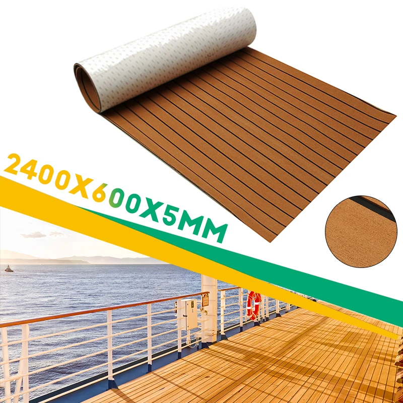 New Self Adhesive 600x2400x5mm Brown Black Teak Decking EVA Foam Marine
