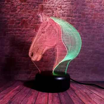 

Halloween Horse Head Model 3D Illusion NightLight LED Colourful Mixed Flash Light Desk Lamp Horse Animal Figure Toys