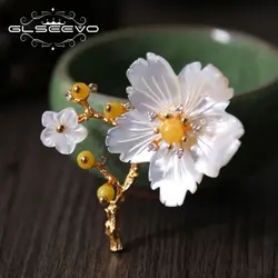 GLSEEVO оригинальный натуральный перламутр цветок пчелиный воск броши для Для женщин Подарки двойной Применение дизайнер ювелирных