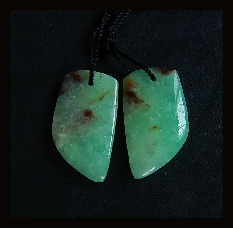 

Natural Stone Geometric Chrysoprase Earrings 21x12x4mm 4.1g Beuaty Jewelry Women Earrings Accessories