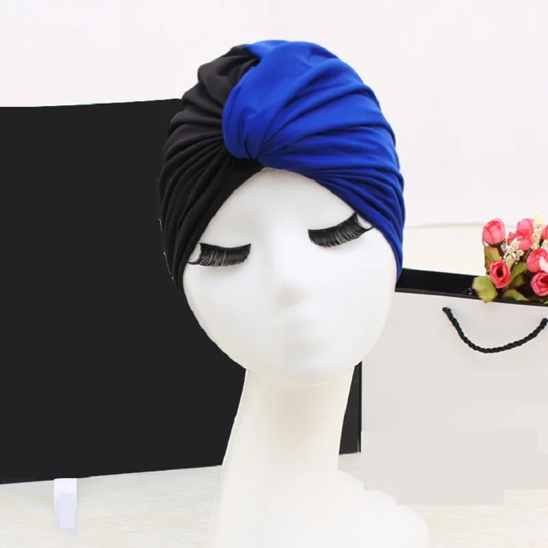 FGHGF плавательный бассейн цветок плавание Кепка шапка для женщин купальные шапки для длинных волос Сращивание Защита уха большой свободный размер - Цвет: Синий