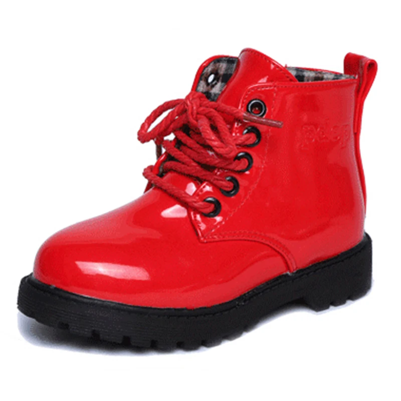 2015child leather boots female child martin boots boys shoes single