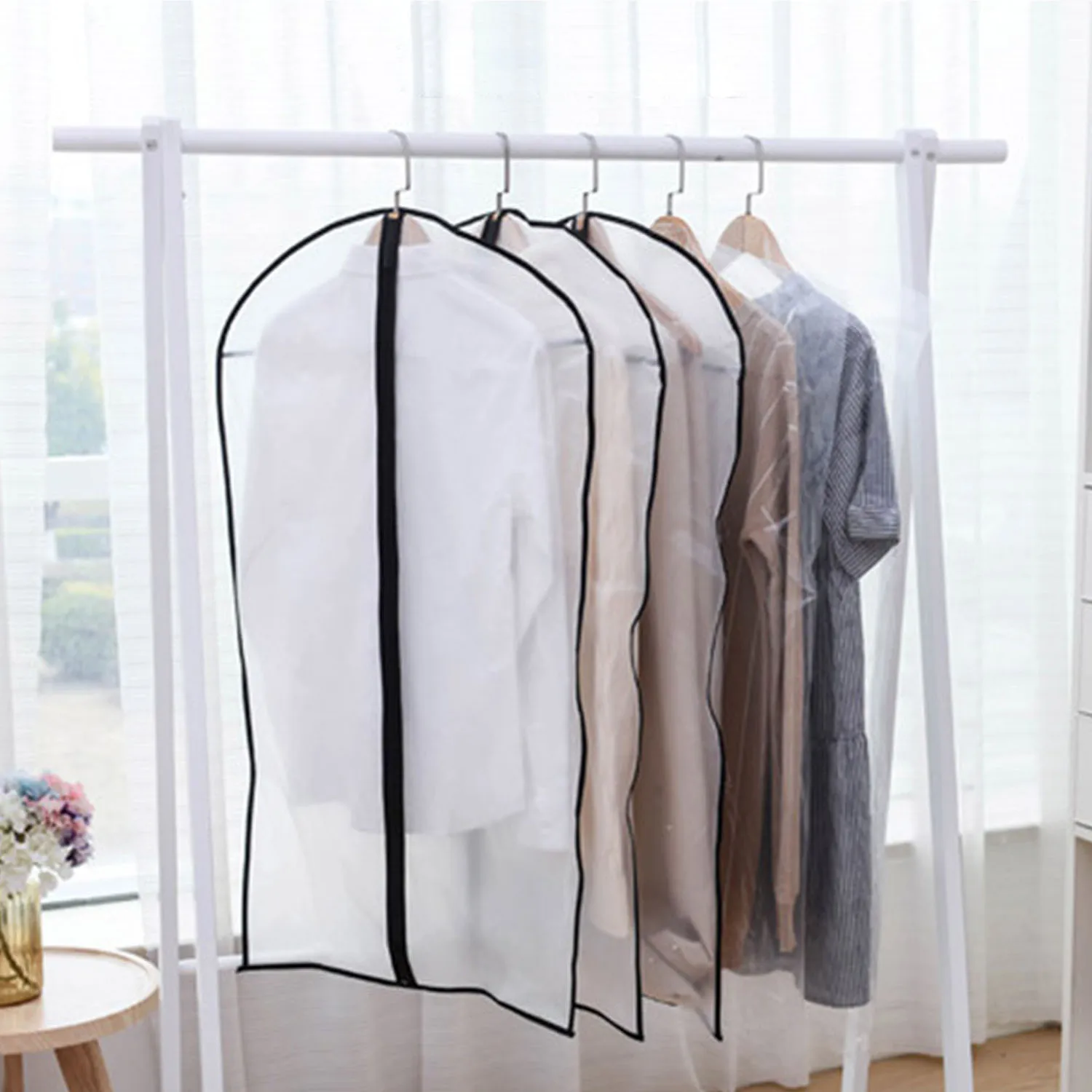 Домашний портативный прозрачный для одежды сумки рубашка одежда пылезащитный чехол на молнии с черной стороной 23x31 дюймов