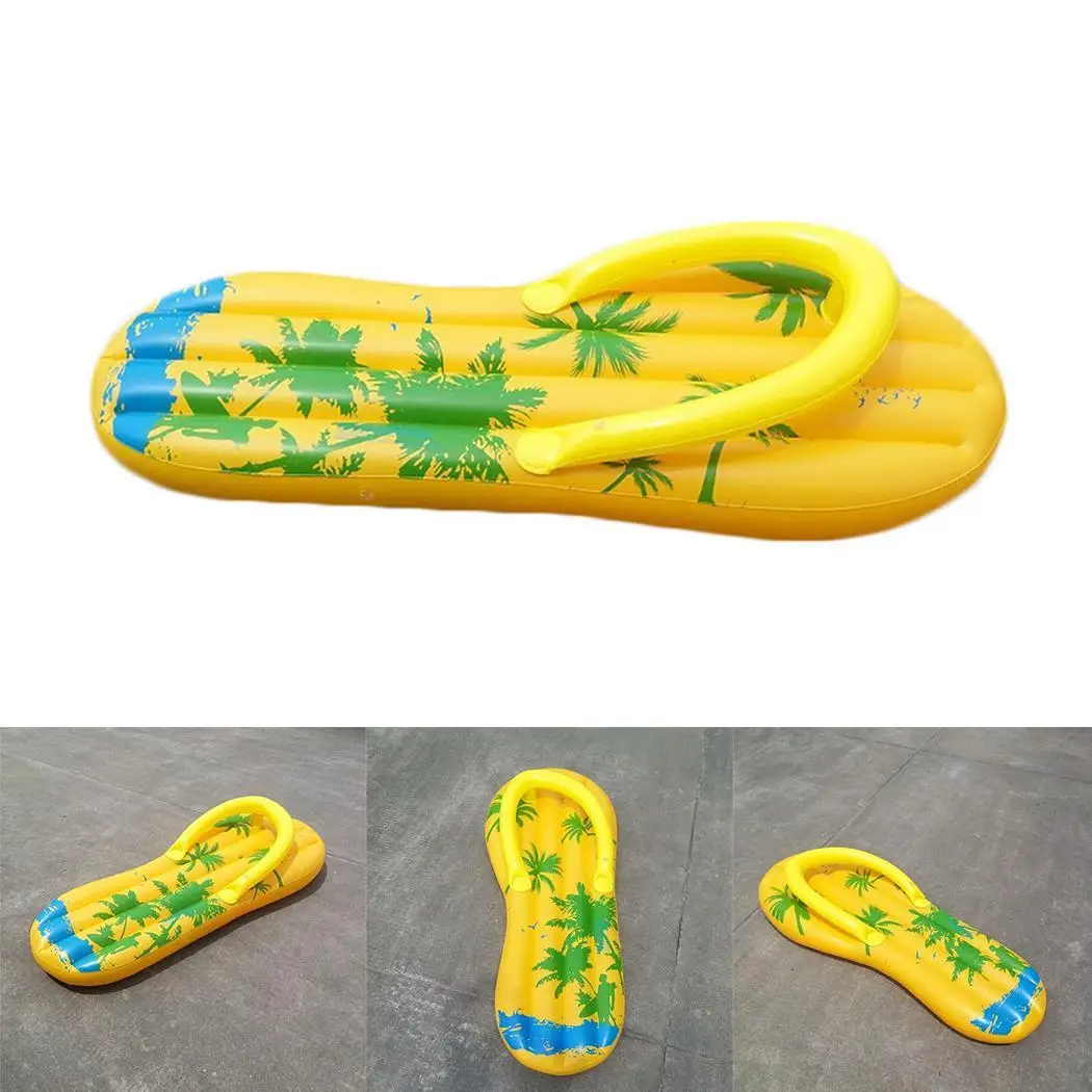 

Inflatable Slipper Shape Floating Row Water Bed Float Yellow Green Swimming Pool Water Park