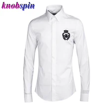 Мужская рубашка ручной работы в виде короны пчелы, брендовая мужская деловая рубашка из хлопка с воротником-стойкой, однотонная тонкая рубашка с длинным рукавом