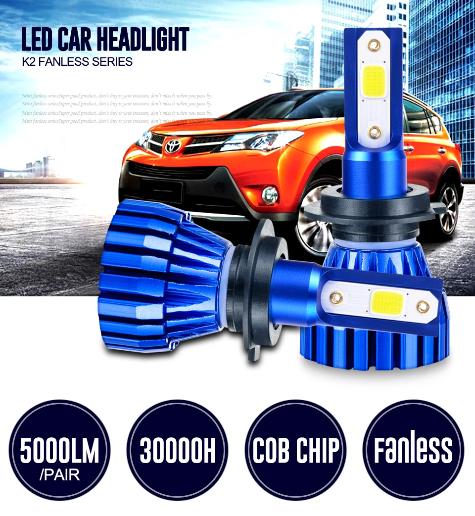 Foxcnsun 2Pcs Mini 6500K 4300K 5000LM COB H1 H4 LED H7 Car Headlight 50W Hi-Lo lights H8  H11 led 12V light bulbs for cars truck (1)