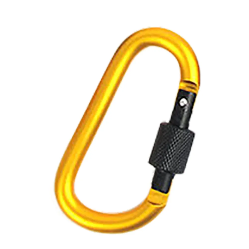 

2pcs Aluminum Alloy D Carabiner Spring Snap Clip Hooks 2019 Aluminum Carabiner D-Ring Clip Hook Climbing Keychain Screw Lock