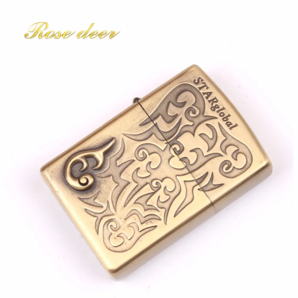 

Fashion Retro Metal flame Kerosene Oil Fire Lighter Unique Gasoline Cigarette Lighter Handicrafts Decoration Best gift