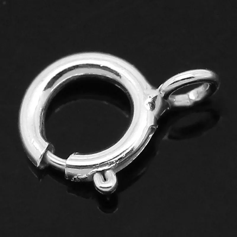 DoreenBeads 925 Sterling Silver Spring Ring Clasps Necklace Parts 7x4mm