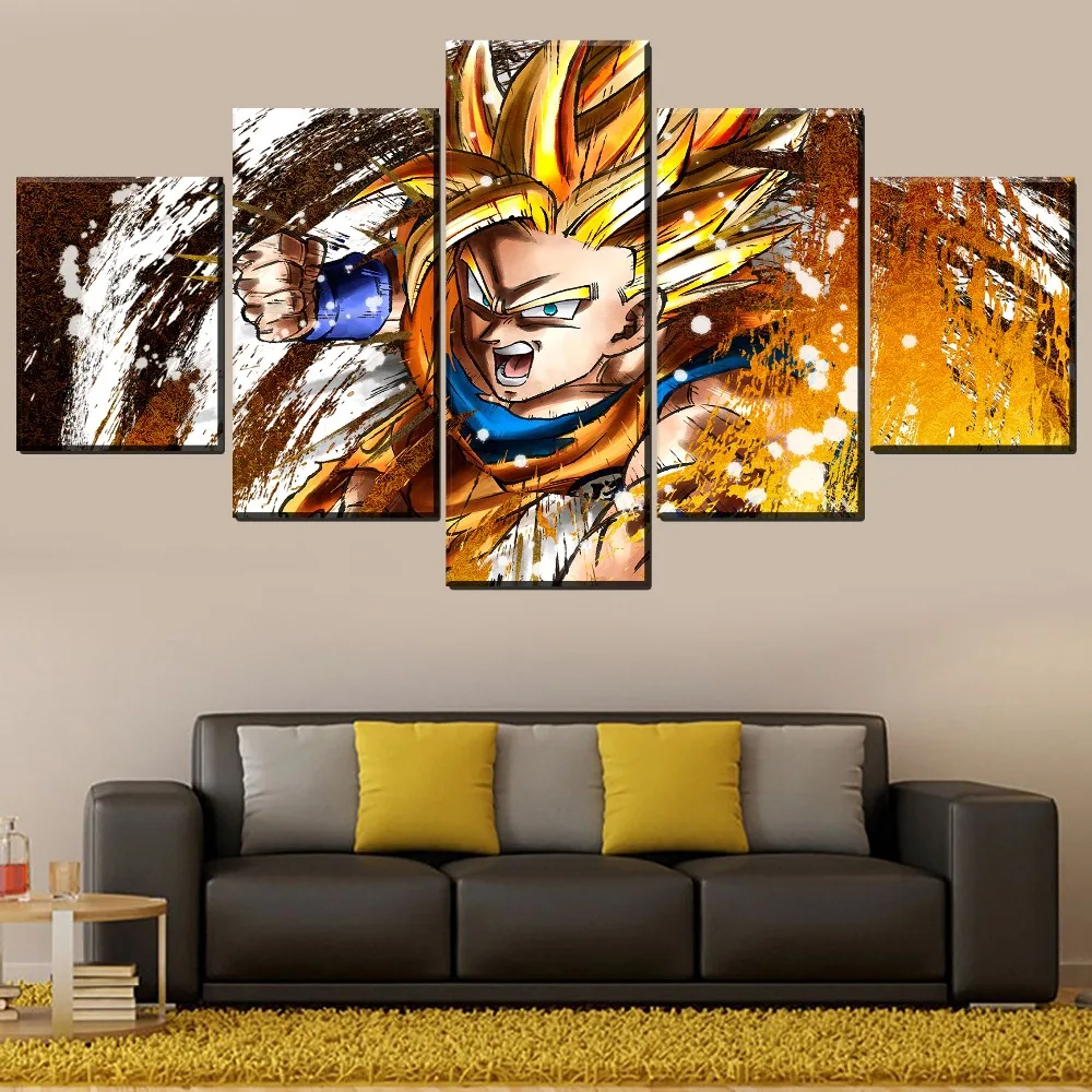 

One Set 5 Piece Modular Picture For Living Room Home Wall Decorative Game Goku Dragon Ball FighterZ Painting Modern Artwork