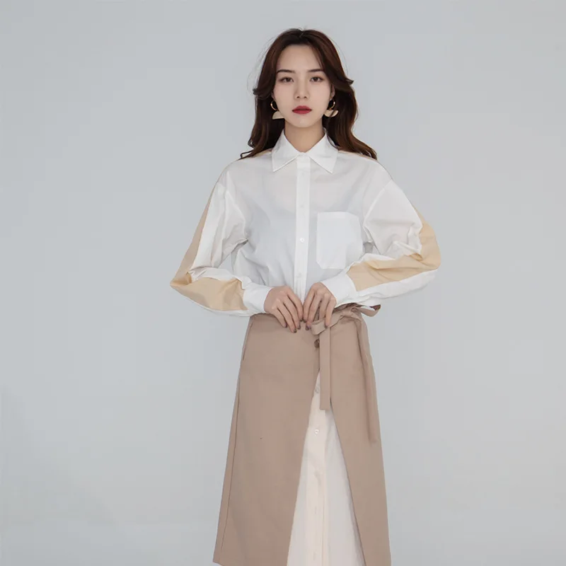 

2019 Spring Color British Style Lapel Shirt Repair Professional Shirt Turn-down Collar Broadcloth Women Shirts Women Clothing