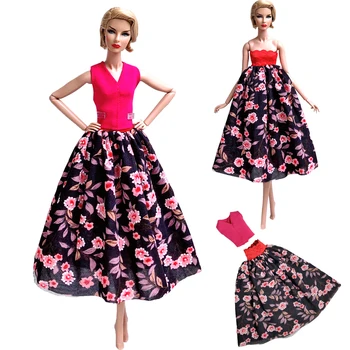 

NK 2020 Newest Doll Floral Variety Of Dresses Handmade Fashion Design Skirt For Barbie Doll Accessories Girls Gifts 115A 6X