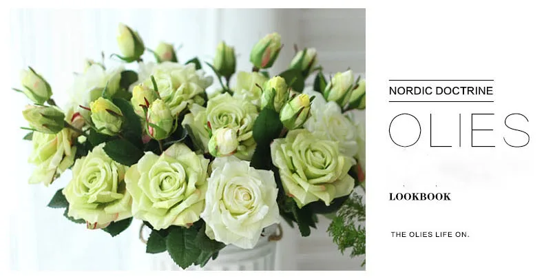 4 roses artificial flowers wedding home decor