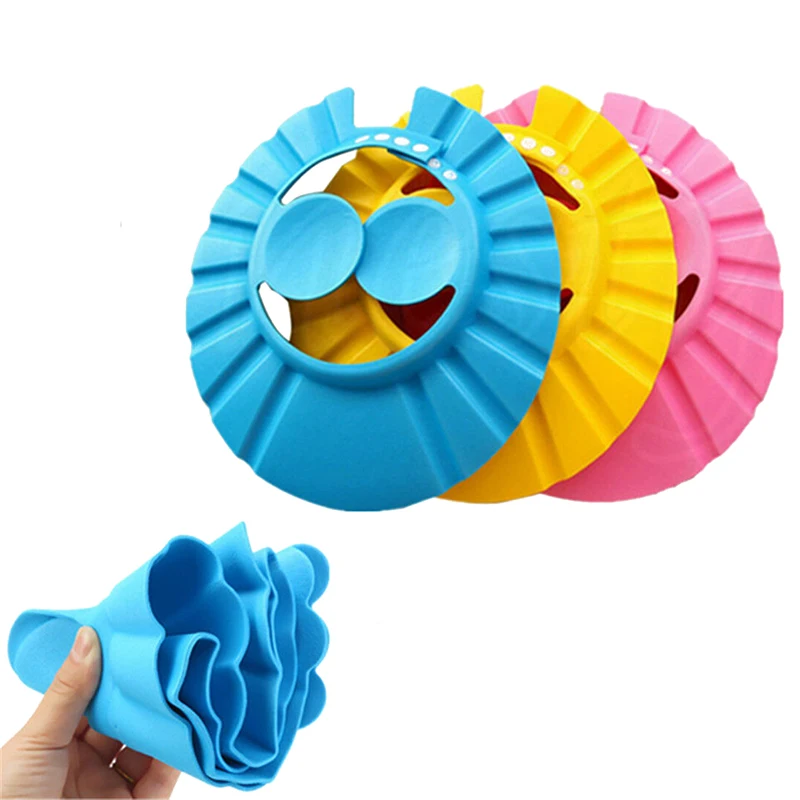 New Creative Funny Children Waterproof Cap Safe Baby Shower Cap Kids Bath Visor Hat Adjustable Baby Shower Cap Protect Eyes Hair