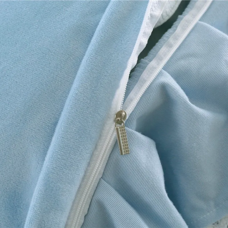 Флисовая ткань зима пододеяльник устанавливает Королева Король Размер 4 шт. теплый комплект постельных принадлежностей фланель печати