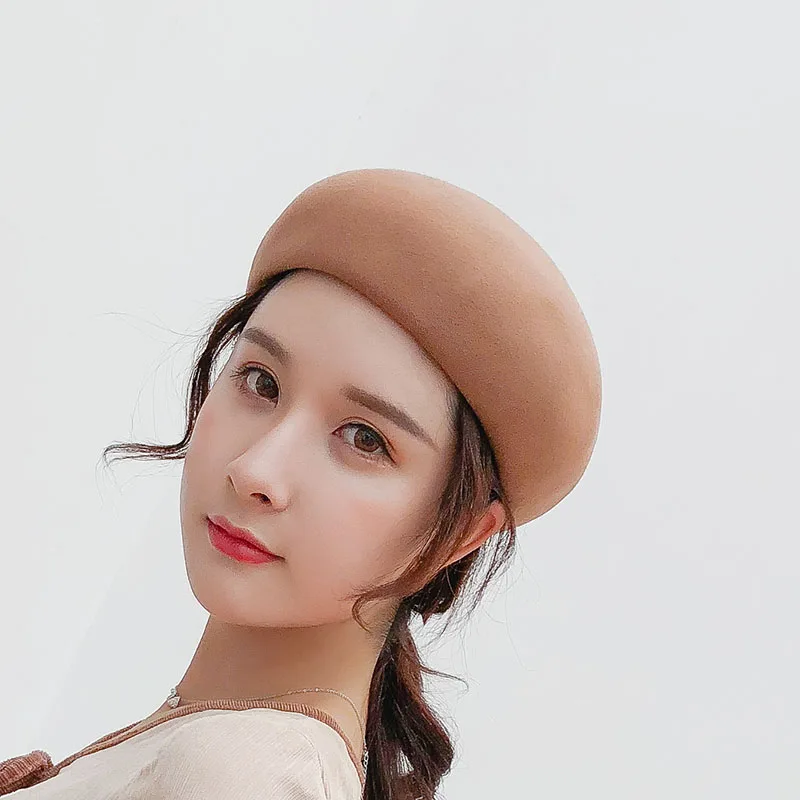 

2018 Brand New Fashion Style Wool Berets Vintage Ribbon Warm Wool Women French Artist Solid Color Sweet Lovely Female