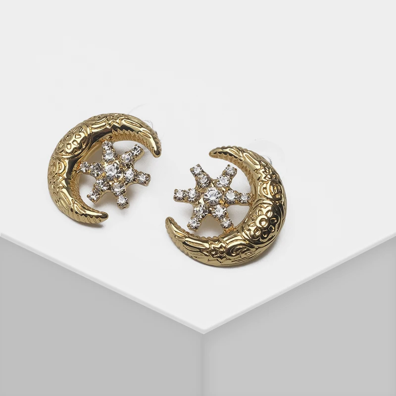 Moon and star fashion drop earrings