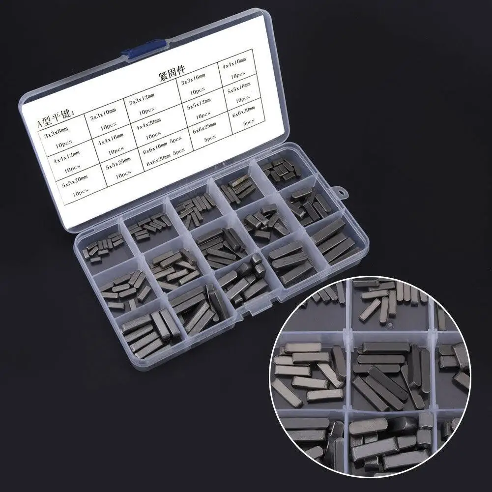 

140Pcs Stainless Steel Round Ended Feather Key Parallel Drive Shaft Pin Parallel Keys Set Assortment Kit 3mm - 6mm High Quality