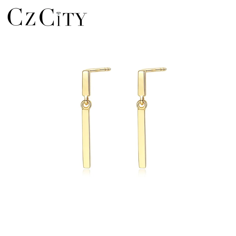 CZCITY 14K золотые Висячие серьги для женщин простой темперамент 14K желтые золотые ювелирные серьги аксессуары Новинка