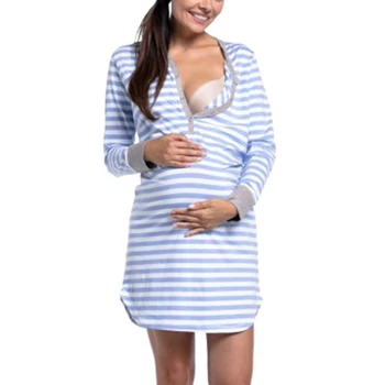 

Pregnant Women Autumn Long Sleeve Dress Striped Dresses Breastfeeding And Nursing Women Dresses Women's Tops Vestidos