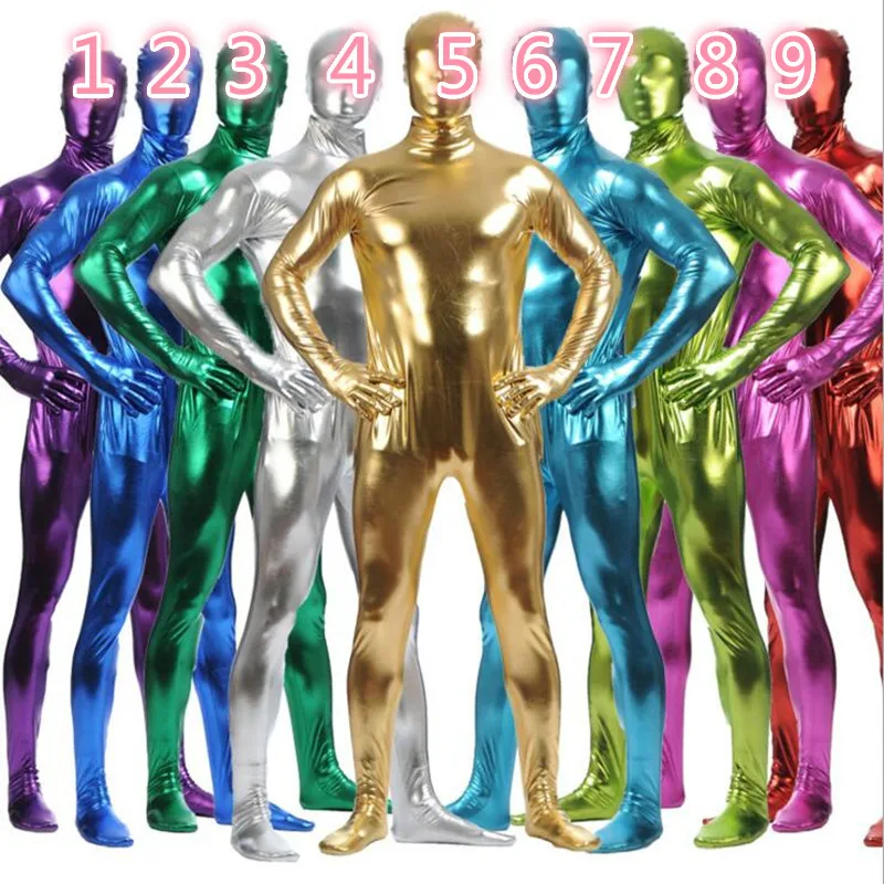 

Multi Colors Shiny Fullbody Metallic Men's Tight zentai Bodysuit costume Full Body Shiny Spandex Lycra Spandex Zentai Costume