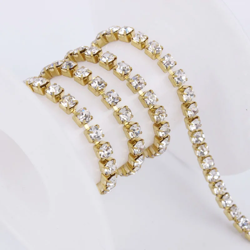 Rhinestone Fringe Trim Crystal Tassel Chain Diamond Fringe Beaded Fringe Ribbon Crystal Applique Trim For Sewing Crafts Wedding Bridal Dress Party DIY Decoration(1 Yard