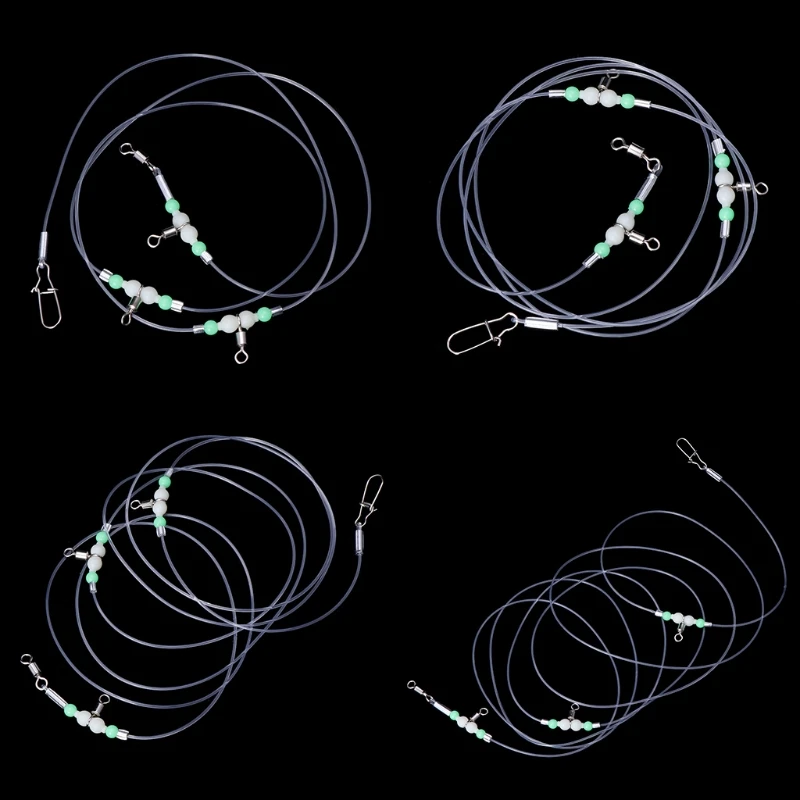 

1 Group Fishing Tackle Line 3 Swivels Night Luminous Beads Pin Rolling Connector