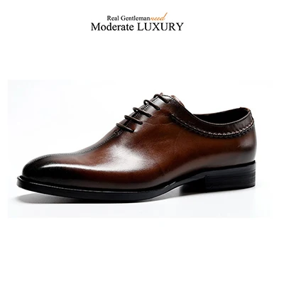 Гриментин мужские оксфорды обувь из натуральной кожи на шнуровке Формальные модельные туфли мужские Размеры 6,5-10 - Цвет: Brown