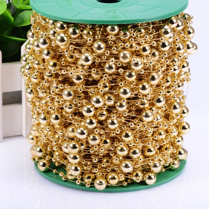 

5M Fishline Gold/Silver ABS Pearls Beads Chain Garland Flowers/Wedding Decoration/DIY Crafts Birthday Decoration Accessories