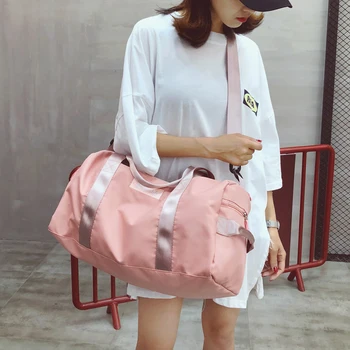 

2019 Hot Pink Color Women Duffle Bags Fashion Large Capacity Travel Shoulder Bag Female Clothes Organizer Portalbe Luggage Bag